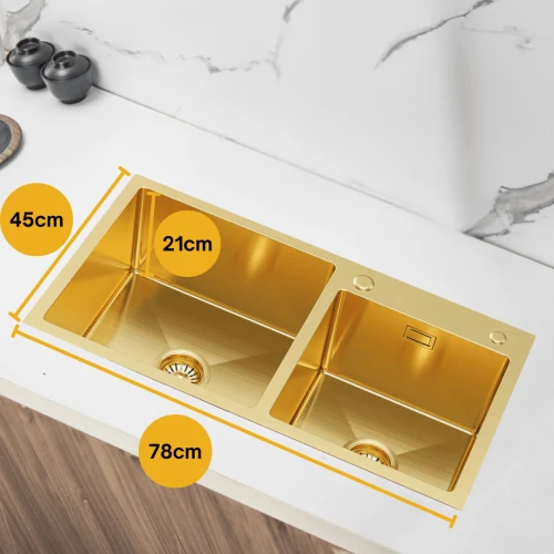 Luxury Nano Gold Double-Bowl Kitchen Sink factory